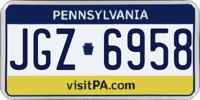 PA license plate JGZ6958