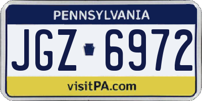 PA license plate JGZ6972