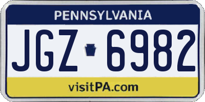 PA license plate JGZ6982