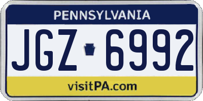 PA license plate JGZ6992
