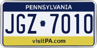 PA license plate JGZ7010