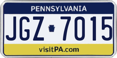 PA license plate JGZ7015