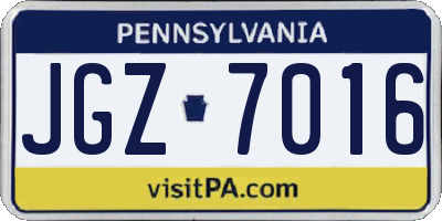 PA license plate JGZ7016
