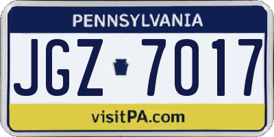 PA license plate JGZ7017