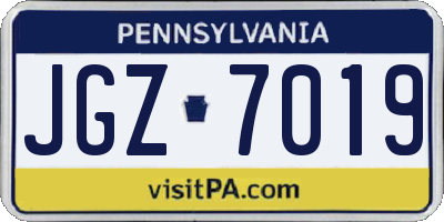 PA license plate JGZ7019