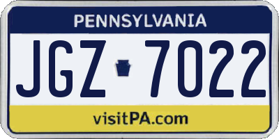 PA license plate JGZ7022