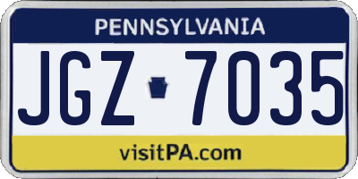 PA license plate JGZ7035