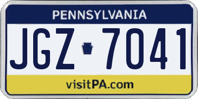 PA license plate JGZ7041