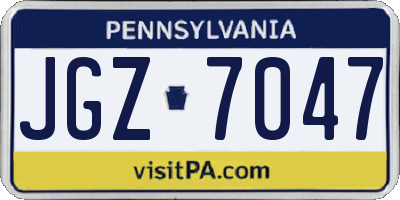 PA license plate JGZ7047