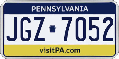 PA license plate JGZ7052