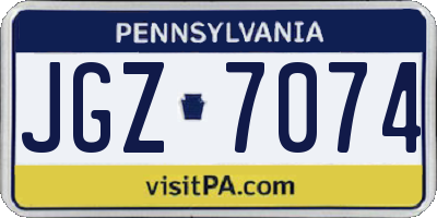 PA license plate JGZ7074