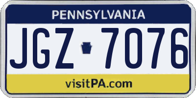 PA license plate JGZ7076