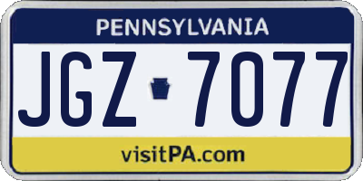 PA license plate JGZ7077