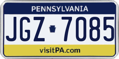 PA license plate JGZ7085