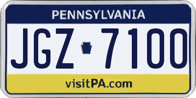 PA license plate JGZ7100