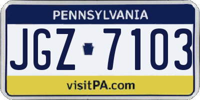 PA license plate JGZ7103