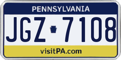 PA license plate JGZ7108