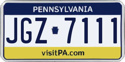 PA license plate JGZ7111