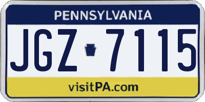PA license plate JGZ7115