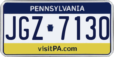 PA license plate JGZ7130
