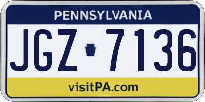 PA license plate JGZ7136