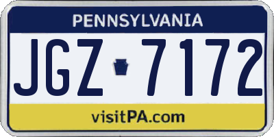 PA license plate JGZ7172