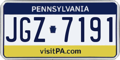 PA license plate JGZ7191