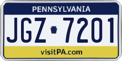 PA license plate JGZ7201
