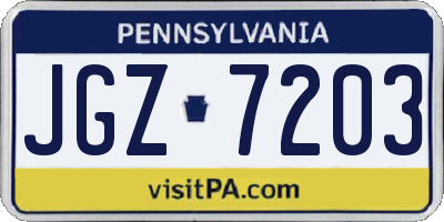 PA license plate JGZ7203