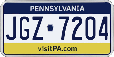 PA license plate JGZ7204