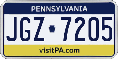PA license plate JGZ7205