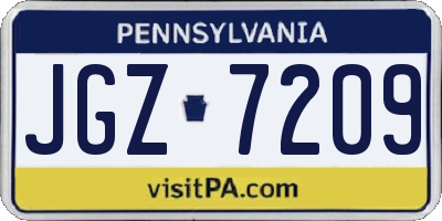 PA license plate JGZ7209
