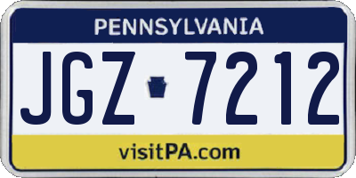 PA license plate JGZ7212