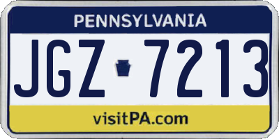 PA license plate JGZ7213