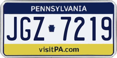 PA license plate JGZ7219