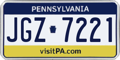 PA license plate JGZ7221