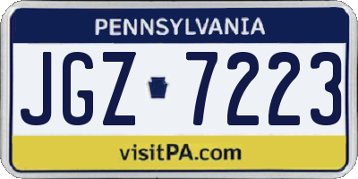 PA license plate JGZ7223