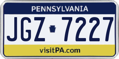 PA license plate JGZ7227