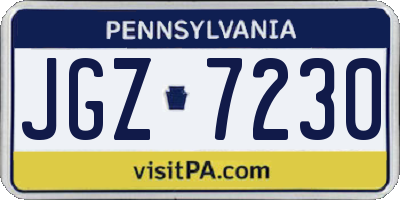 PA license plate JGZ7230