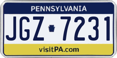 PA license plate JGZ7231