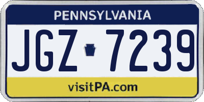 PA license plate JGZ7239