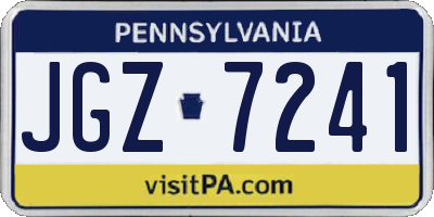 PA license plate JGZ7241