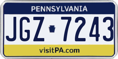 PA license plate JGZ7243