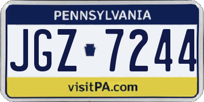 PA license plate JGZ7244
