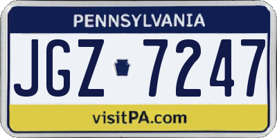 PA license plate JGZ7247