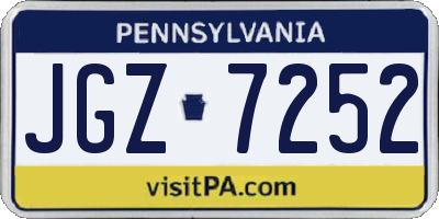 PA license plate JGZ7252