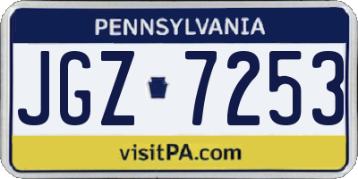 PA license plate JGZ7253