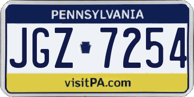 PA license plate JGZ7254