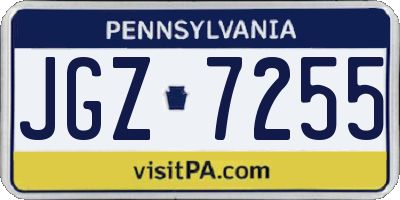 PA license plate JGZ7255