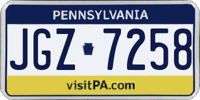 PA license plate JGZ7258